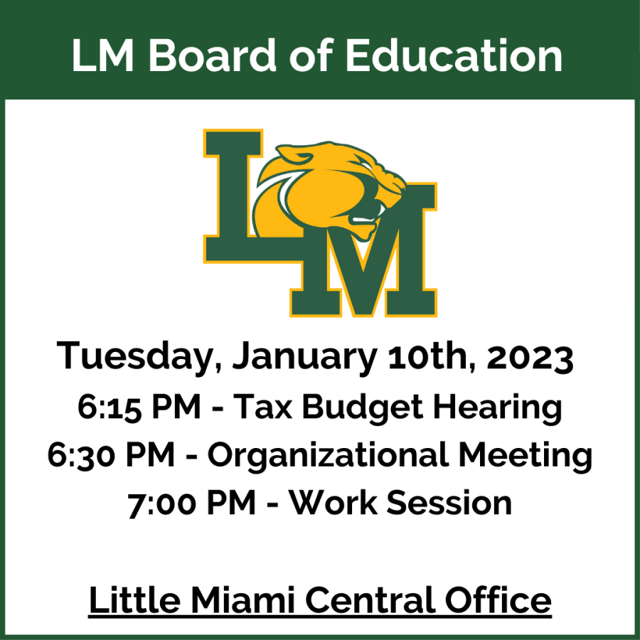 Board of education meeting notice with lm logo
